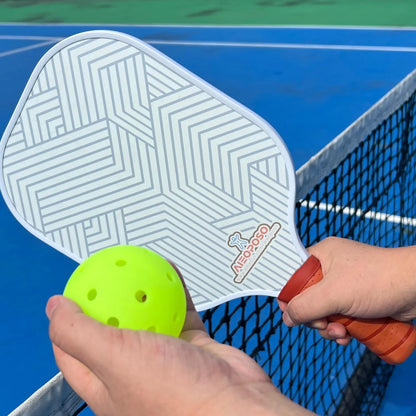 Pickleball Paddle, Pickleball Gift, Fiberglass Pickleball Paddles, Wristbands and Pickleball Cover - Indoor & Outdoor Pickleball Set for Beginners & Intermediate Players (Yellow Wave)