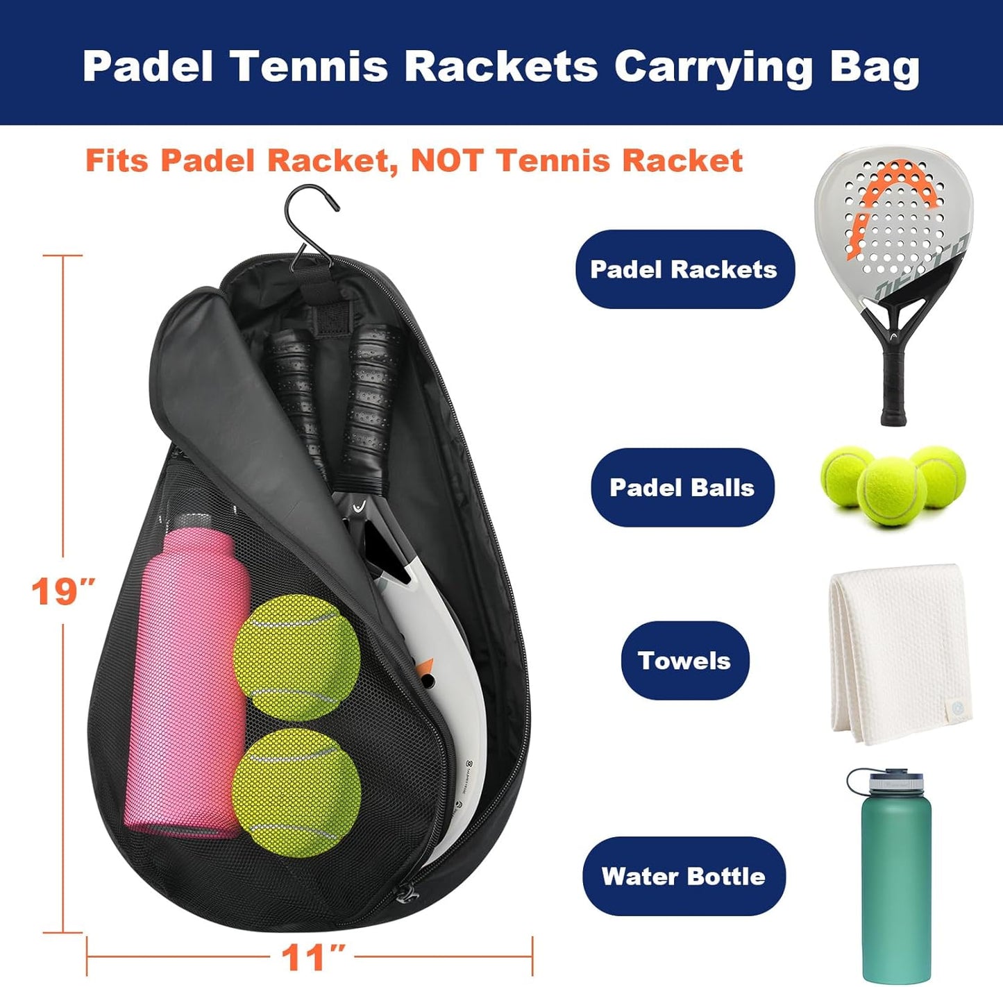 Padel Racket Bag Pickleball Paddle Sling Backpack Padel Racquet Storage Bag