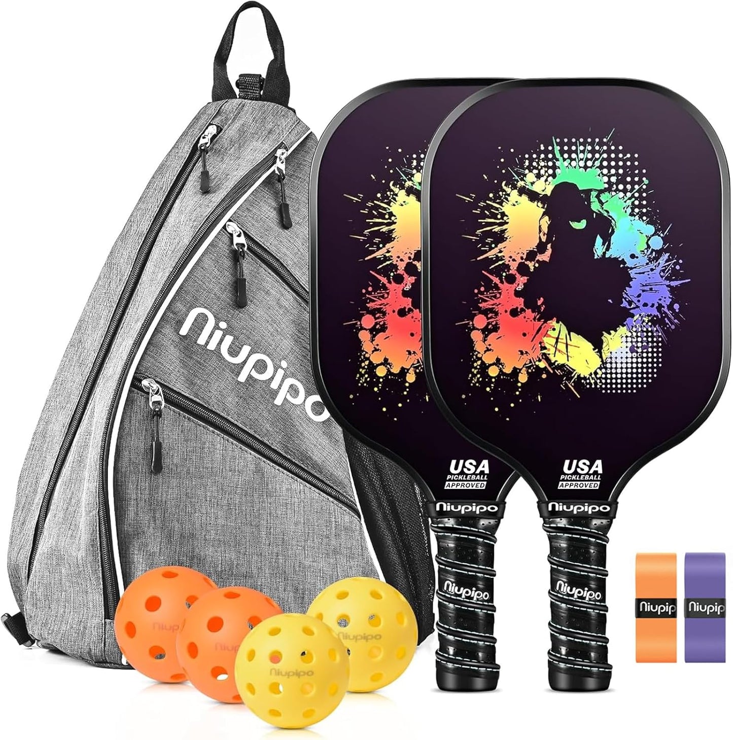 Pickleball Paddles Set of 2/4/1, USAPA Approved Pro Graphite Pickleball Rackets, Polypropylene Honeycomb Core, Cushion 4.72In Grip, Portable Bag/Cover, Pickle Ball Paddle Set for Men Women