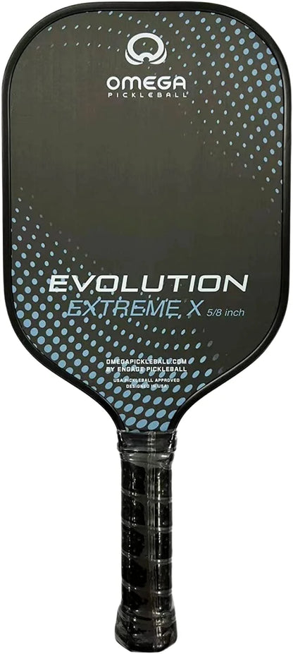 Omega Evolution Extreme X Pickleball Paddle - Pickleball Paddles with Thick Polymer Core - USAPA Approved Pickleball Paddles - Elongated (Black Grey)