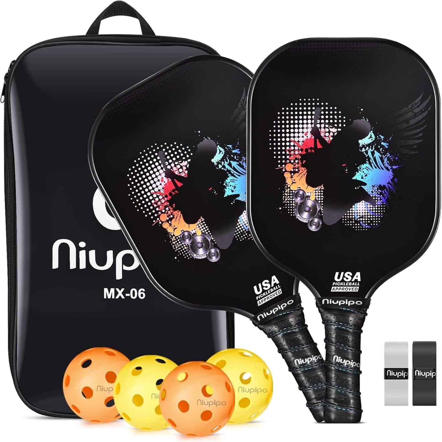 Pickleball Paddles Set of 2/4/1, USAPA Approved Pro Graphite Pickleball Rackets, Polypropylene Honeycomb Core, Cushion 4.72In Grip, Portable Bag/Cover, Pickle Ball Paddle Set for Men Women