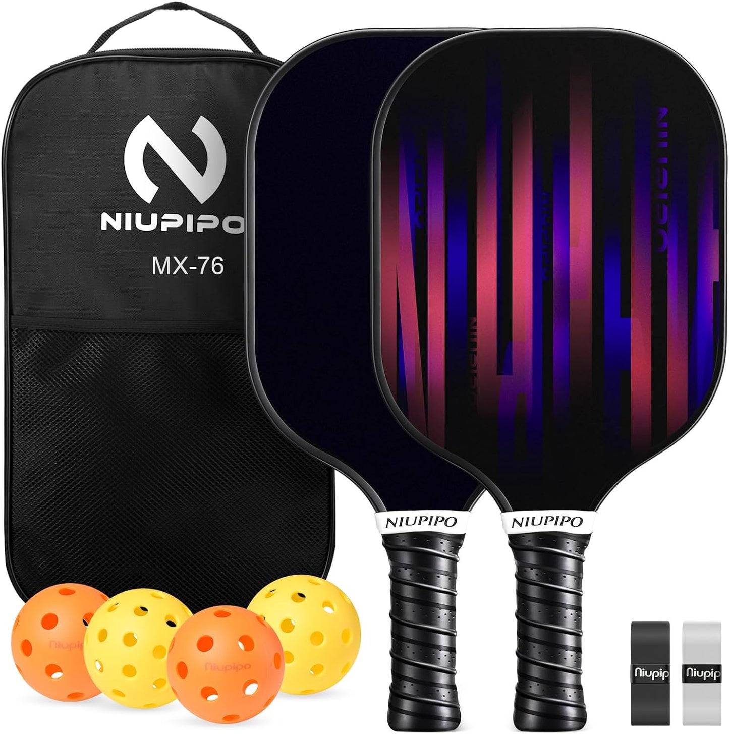 Pickleball Paddles Set of 2/4/1, USAPA Approved Pro Graphite Pickleball Rackets, Polypropylene Honeycomb Core, Cushion 4.72In Grip, Portable Bag/Cover, Pickle Ball Paddle Set for Men Women