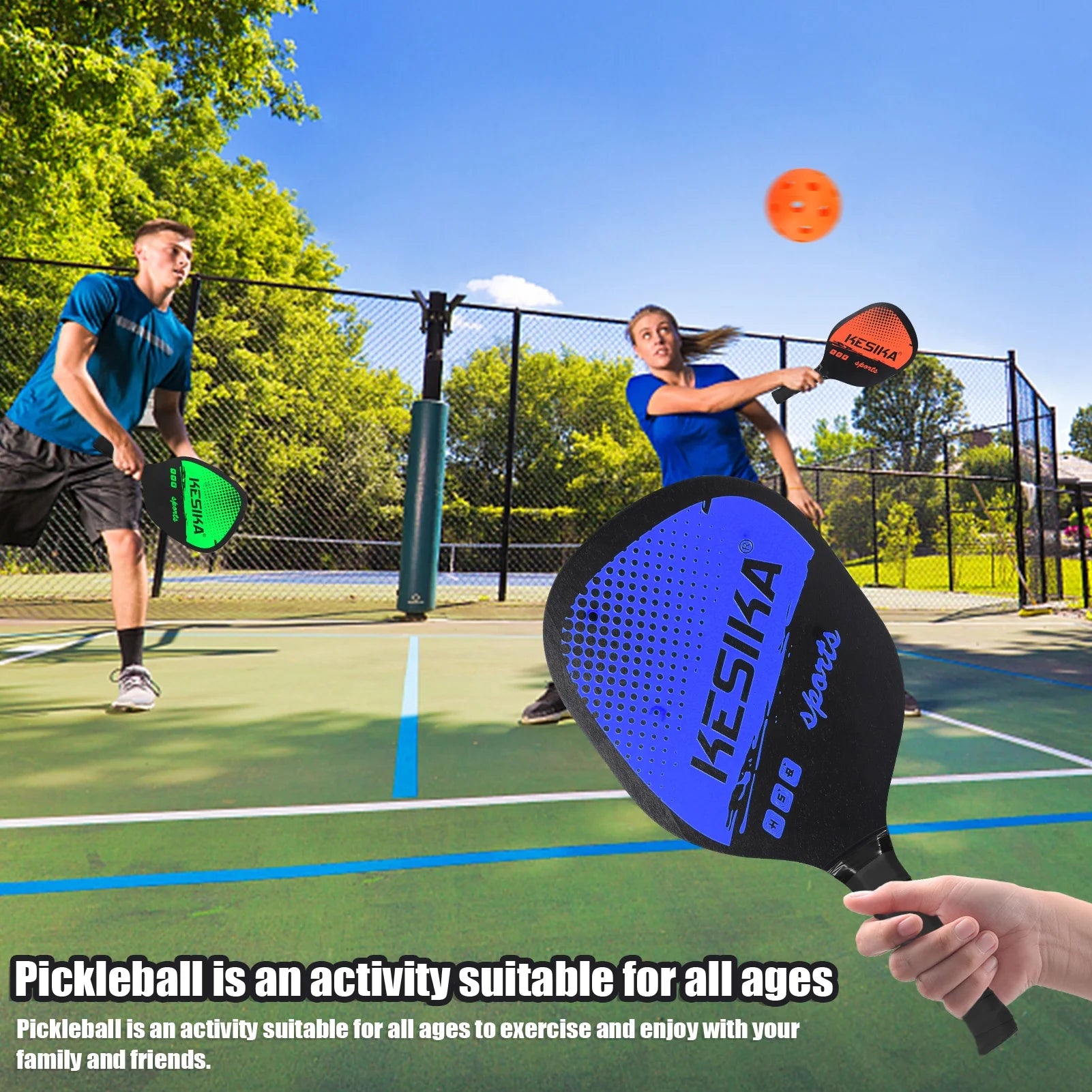 Pickleball Paddle Set Pickleball Rackets Ball Set 2 Rackets & 4 Pickleball Balls with Carrying Bag for Men Women