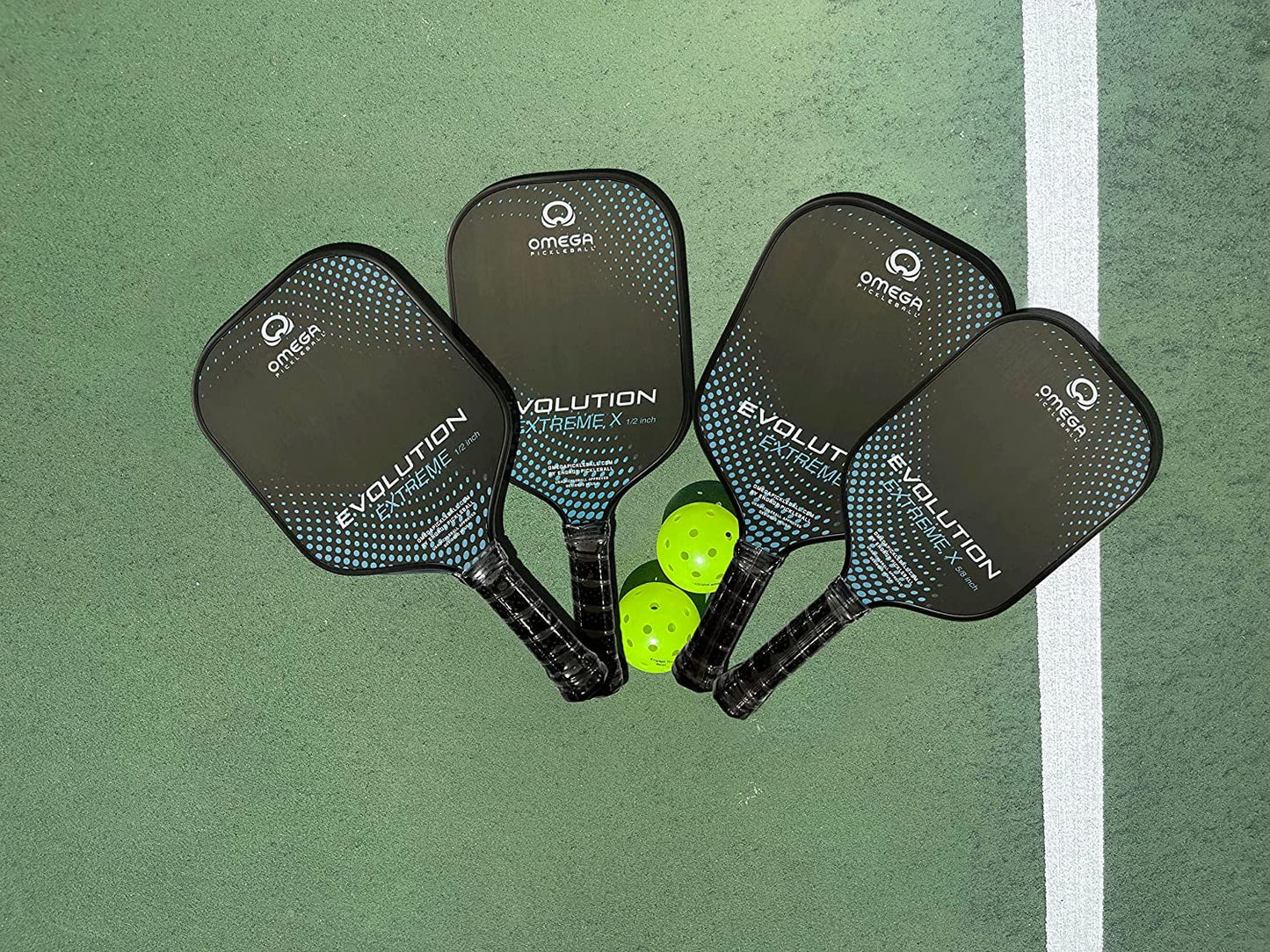 Omega Evolution Extreme X Pickleball Paddle - Pickleball Paddles with Thick Polymer Core - USAPA Approved Pickleball Paddles - Elongated (Black Grey)