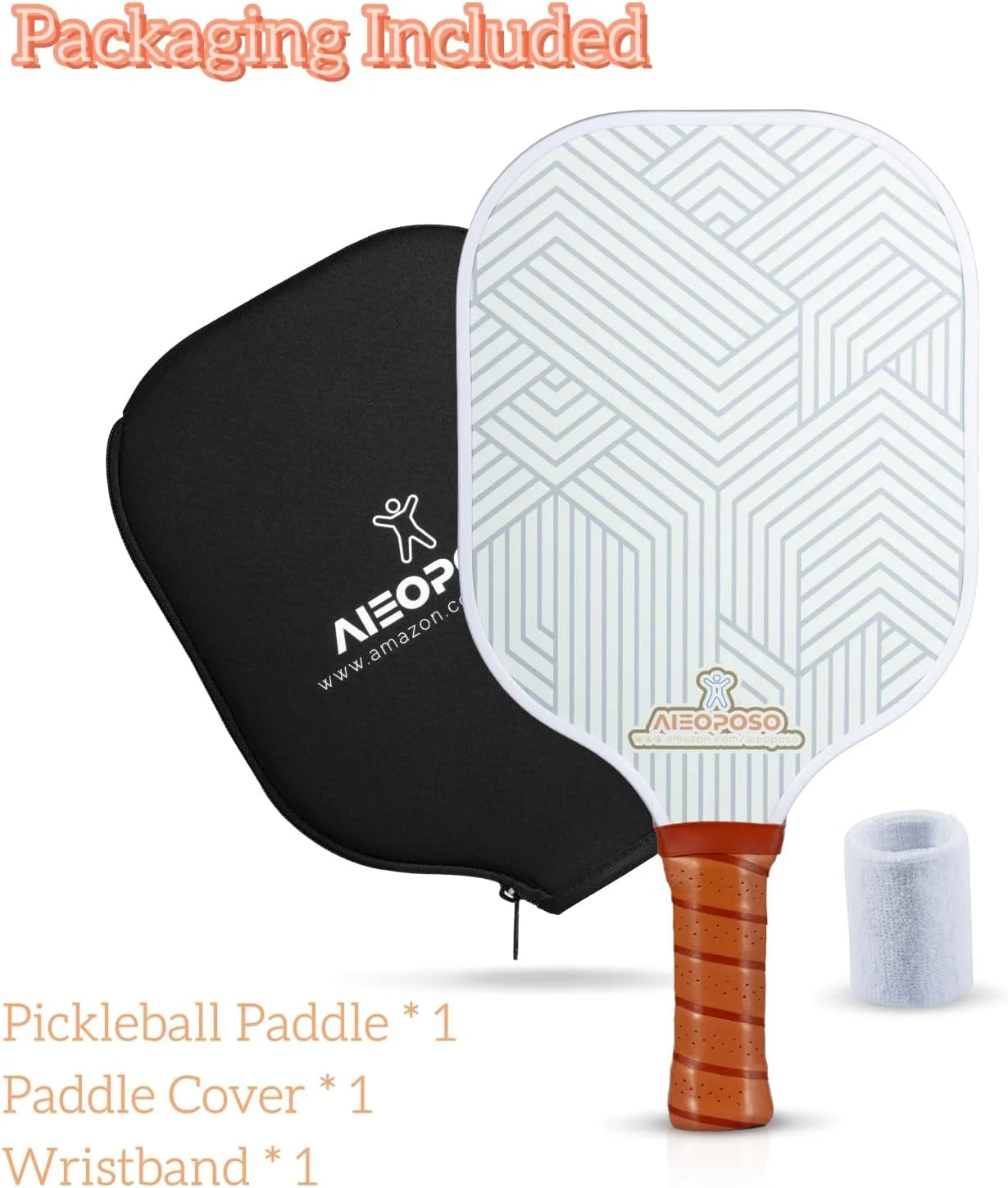 Pickleball Paddle, Pickleball Gift, Fiberglass Pickleball Paddles, Wristbands and Pickleball Cover - Indoor & Outdoor Pickleball Set for Beginners & Intermediate Players (Yellow Wave)