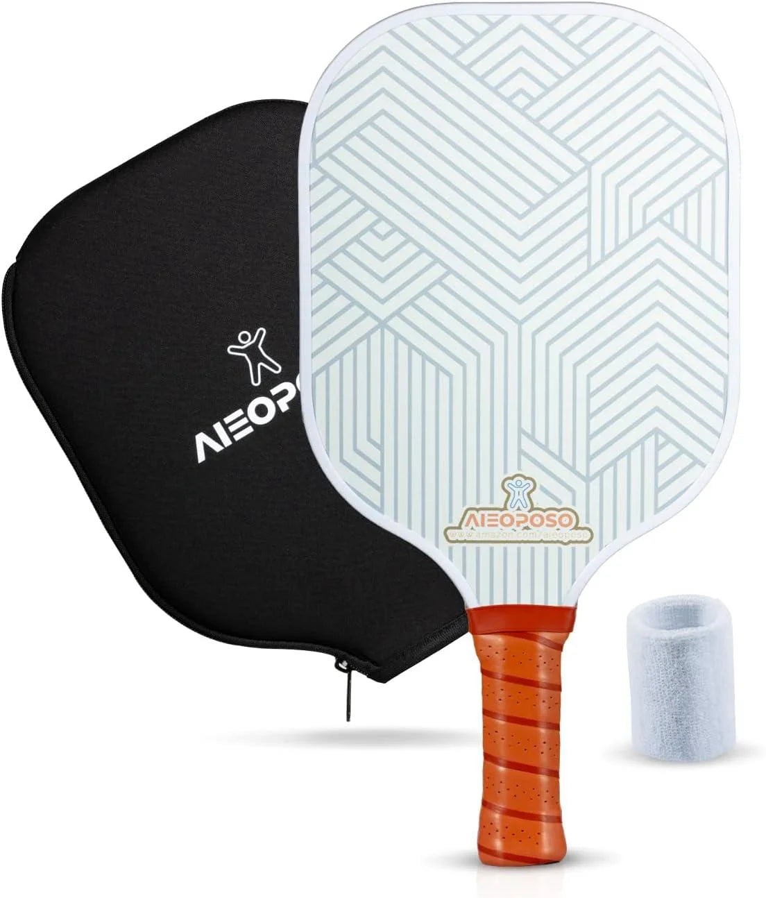 Pickleball Paddle, Pickleball Gift, Fiberglass Pickleball Paddles, Wristbands and Pickleball Cover - Indoor & Outdoor Pickleball Set for Beginners & Intermediate Players (Yellow Wave)